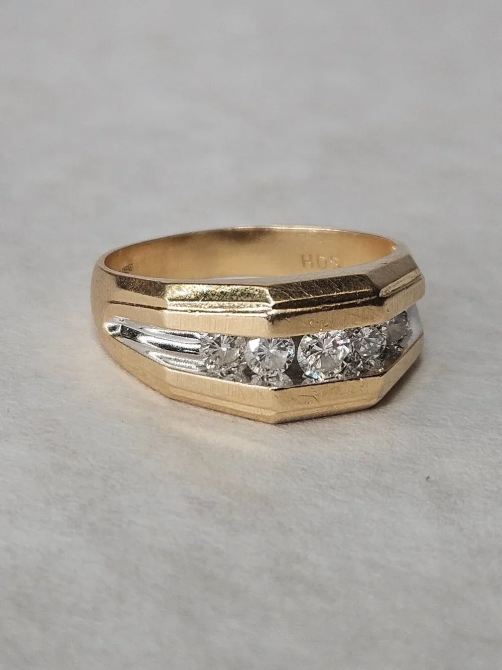 14K Yellow Gold Channel Set Diamond Men's Wide Band Ring 10mm 1.00TCW Size 11